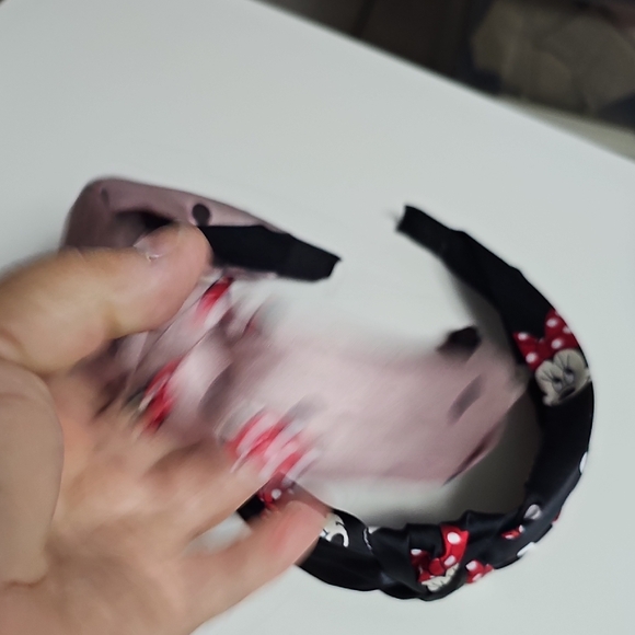 Set Of 2 Elegant Minnie Polka Dot Knotted Headbands - Black and Pink - Picture 6 of 7